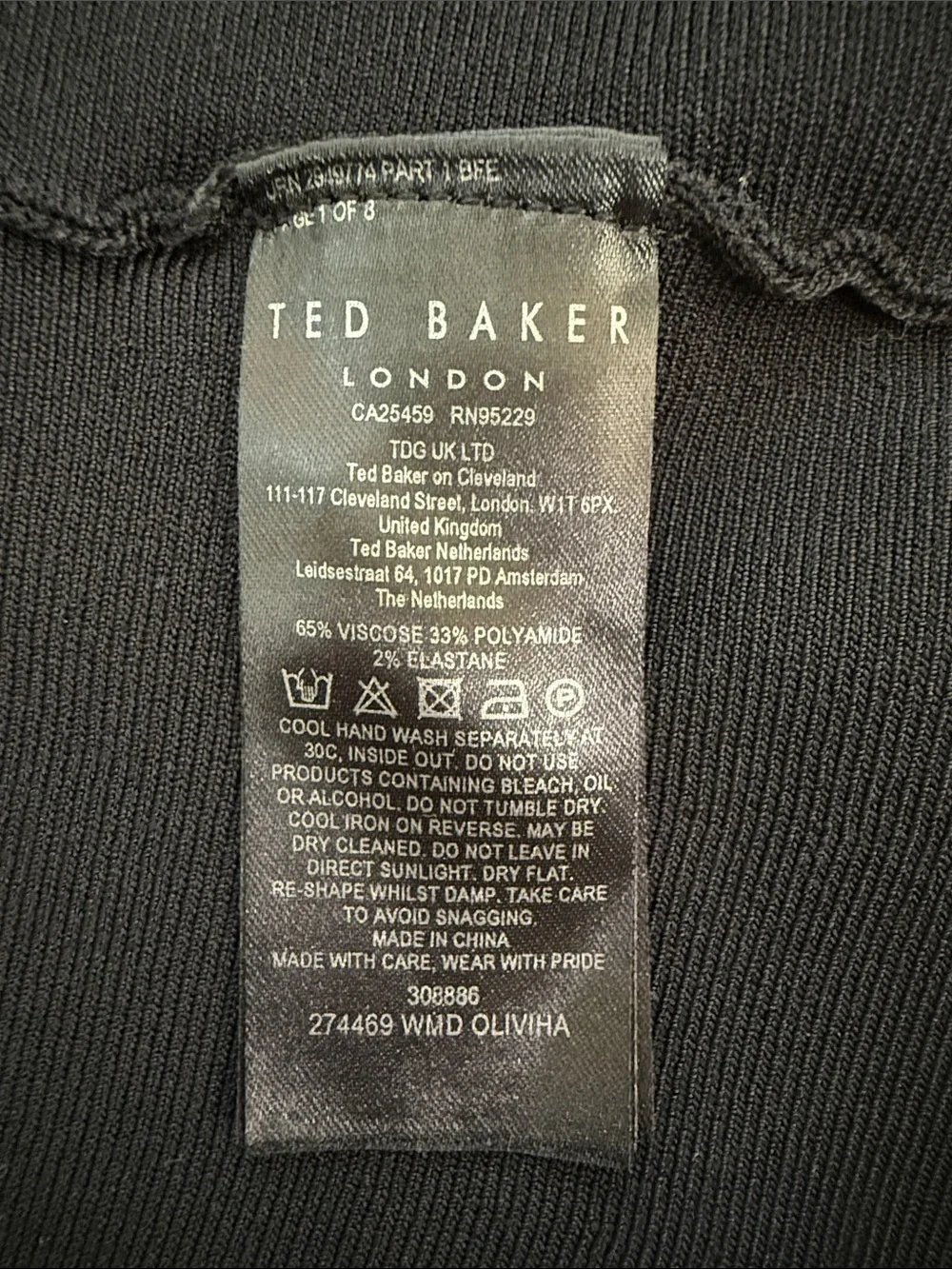 Ted Baker London Oliviha Ribbed Knit Flutter Sleeve Skater Dress Black Size 1